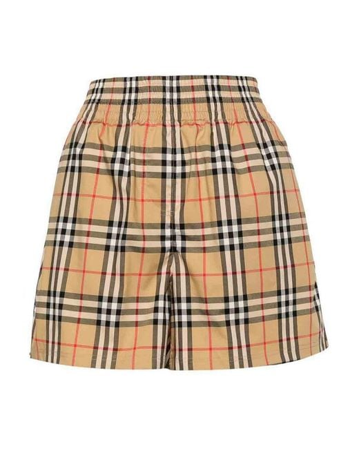 Shorts Con Motivo Check Vintage di Burberry in Natural