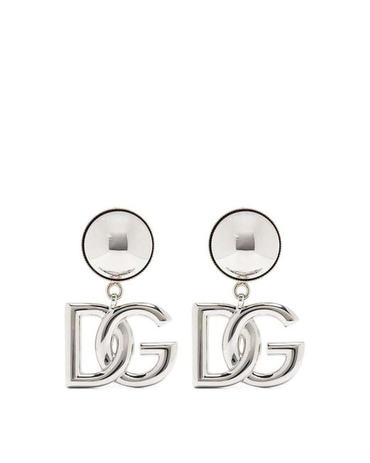 Dolce & Gabbana White Polished Silver Logo Plaque Ring