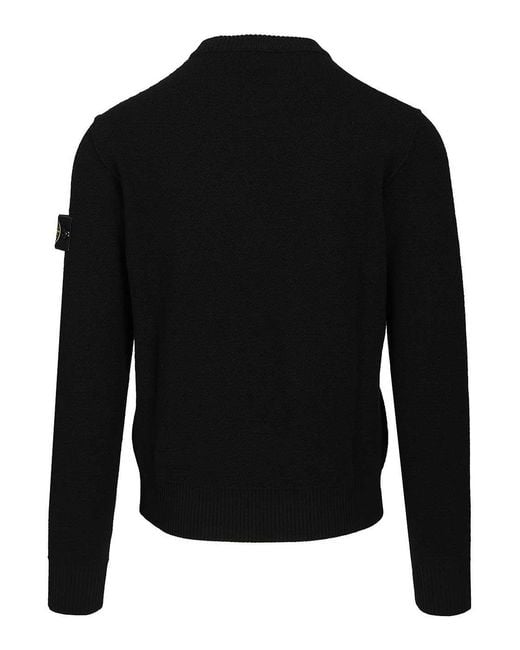 Stone Island Black Crew Neck Sweater for men