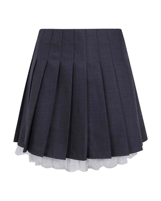Self-Portrait Blue Pleated Mini Skirt