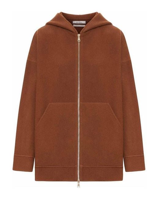 Max Mara Brown Virgin Wool Cashmere Zip