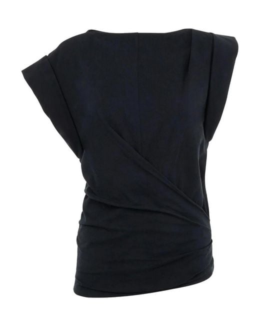 Isabel Marant Black Maisan Draped Cotton T-Shirt