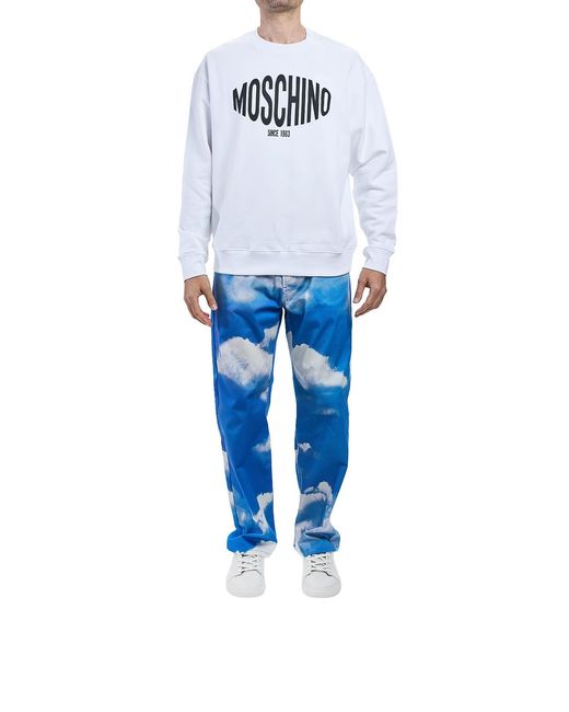 Moschino White Sport Logo Sweatshirt for men