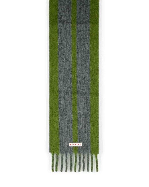 Marni Green Mohair Blend Scarf With Fringes for men