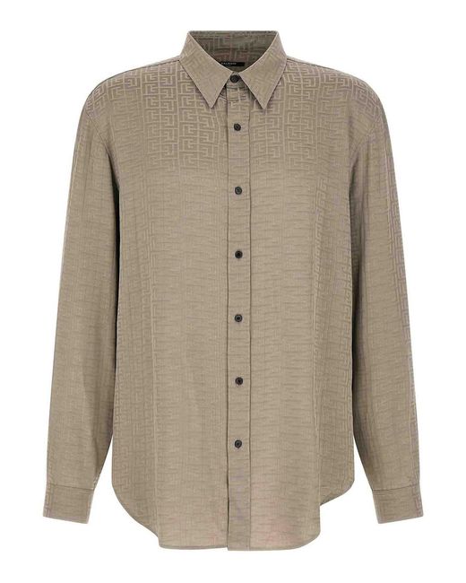 Balmain Natural Jacquard Monogram Shirt for men