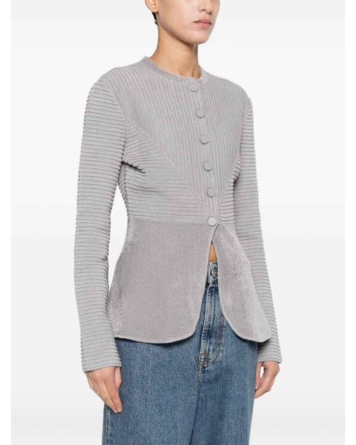 Emporio Armani Gray Buttoned Crewneck Jacket