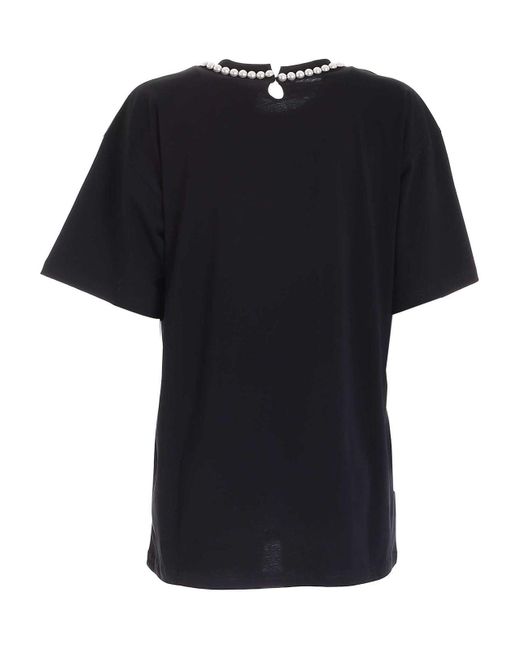Moschino Black Pearls Double Question Mark Logo T-shirt In B