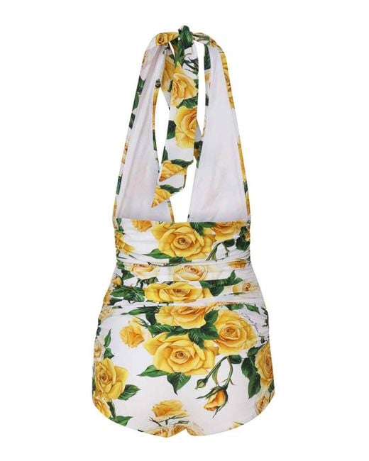 Dolce & Gabbana Metallic One-piece Swimsuits With Flower Print