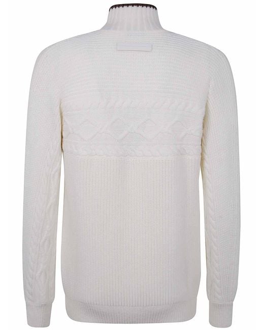 Zegna White Pure Wool Pearl Stitch High Neck for men