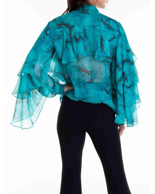 Roberto Cavalli Blue Long Sleeve Fantasy Print Shirt