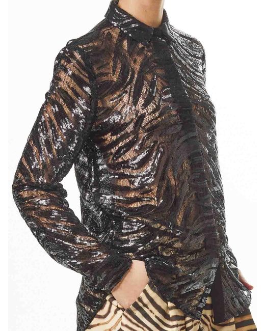 Just Cavalli Black Lace Tiger Shirt