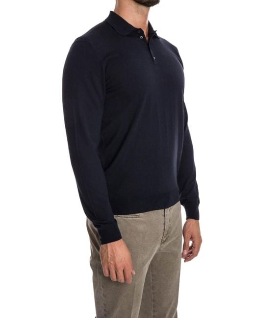 Drumohr Blue Wool Polo Shirt for men