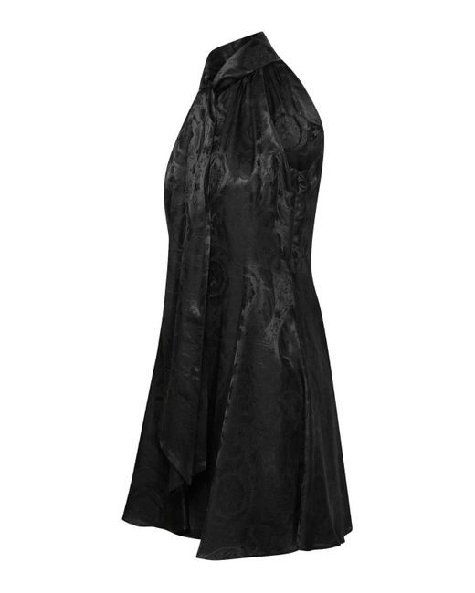 Versace Black 'barocco' Dress In Silk Blend
