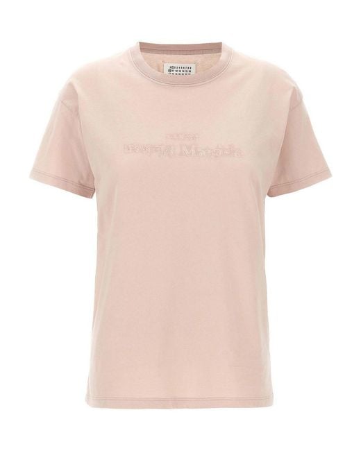Maison Margiela Pink Logo Embroidery T-Shirt
