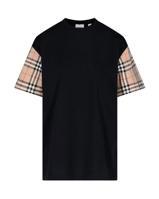 Burberry Black Tartan Sleeved T-shirt