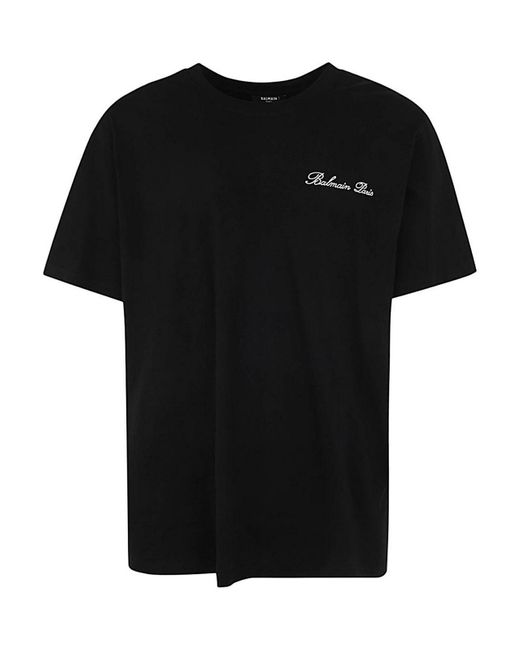 Balmain Black Signature Embroidery T-Shirt Bulky Fit for men