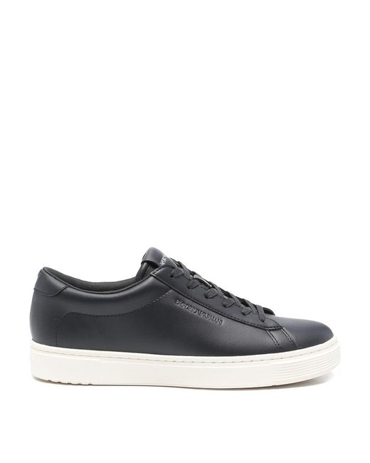 Emporio Armani Blue Leather Sneakers for men