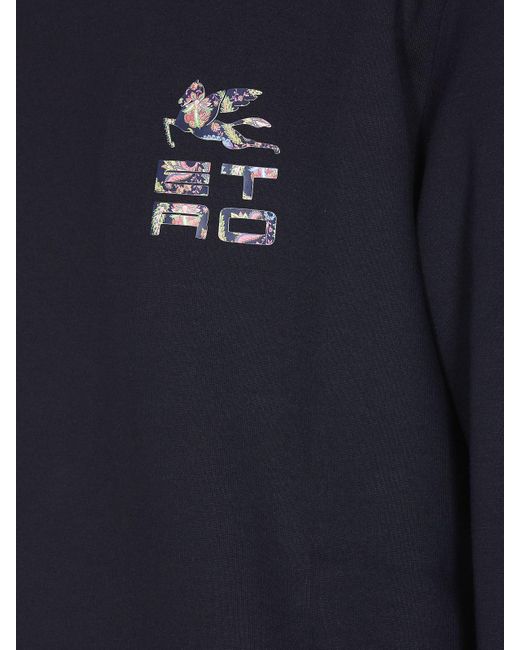 Etro Blue Cotton Sweatshirt With Front Logo for men