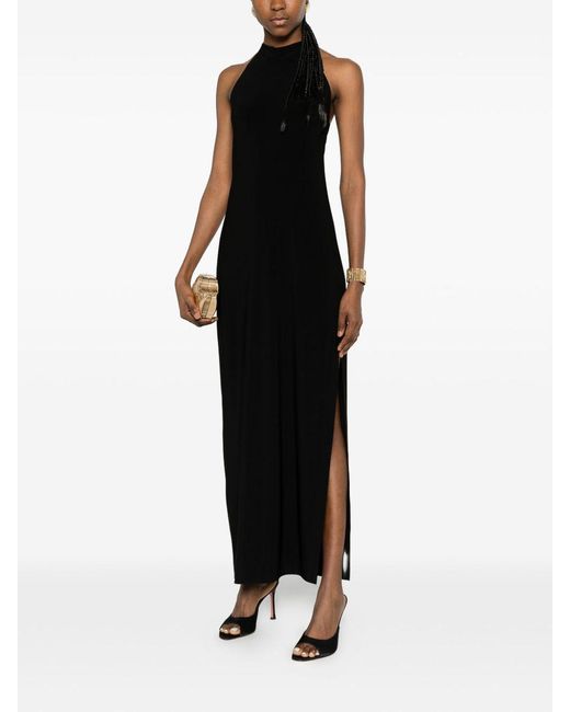 Norma Kamali Black Side Slit Long Dress