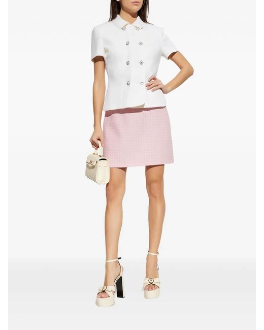 Versace Pink Check-Pattern Mini Skirt