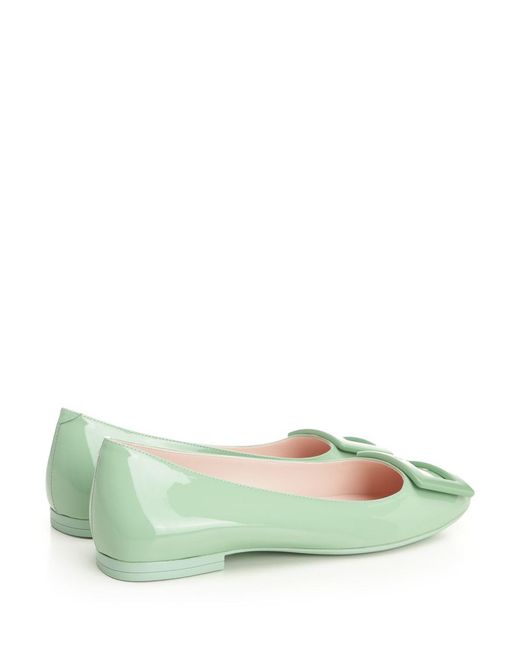 Roger Vivier Green Patent Leather Gommettine Ballerinas
