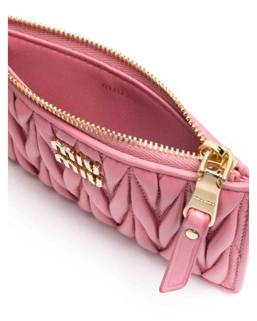 Miu Miu Pink Matelasse Leather Wallet