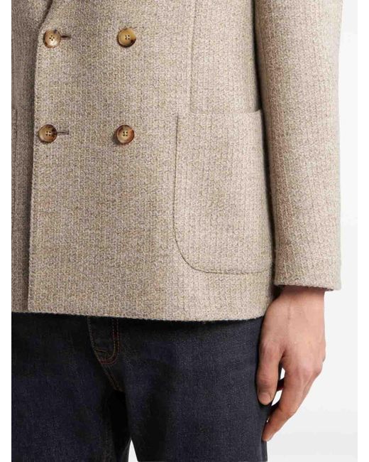 Etro Natural Double-Breasted Jacket With Peak Lapels for men
