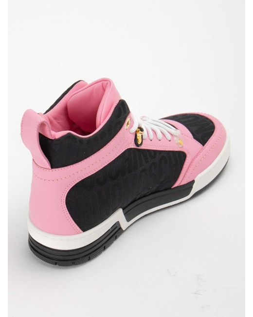 Moschino Pink Bi-Material Laced Sneakers