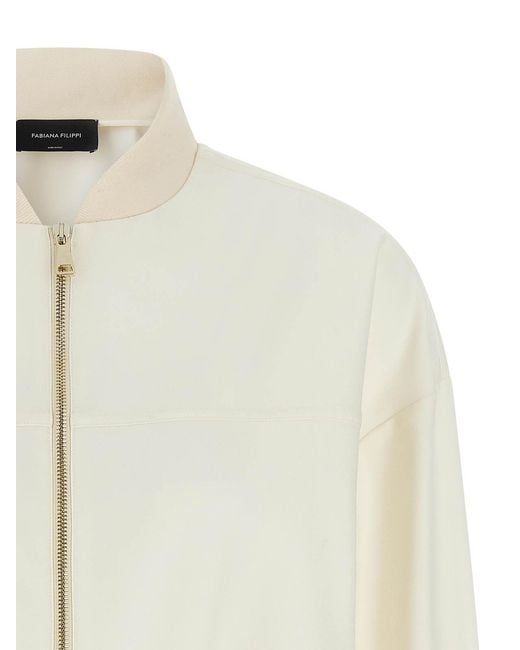 Fabiana Filippi White Insert Bomber Jacket