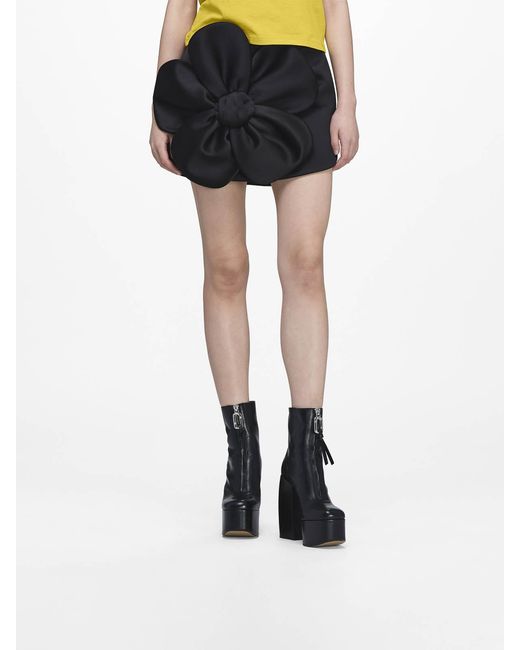 Marc Jacobs Black Satin Daisy Circle Skirt