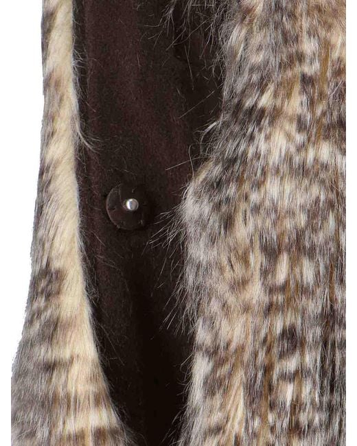 Entire studios Natural Single-Breasted Faux Fur Coat