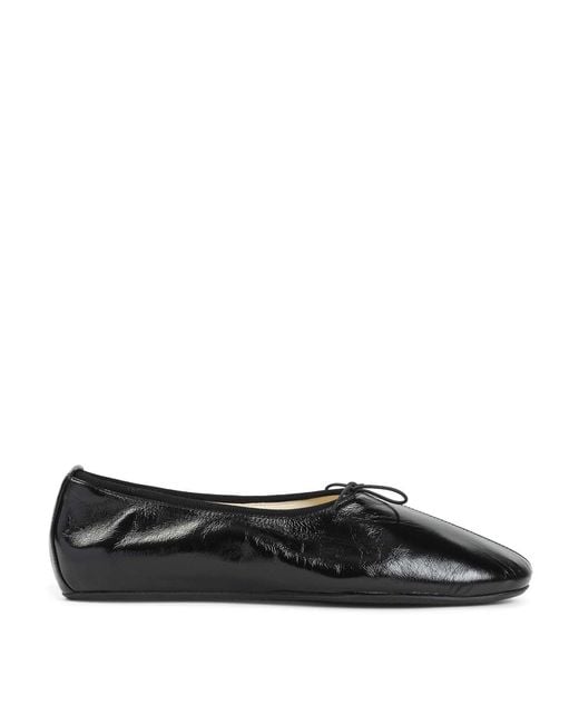 Phoebe Philo Black Gathered Flat Ballerinas