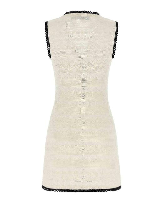 Self-Portrait Natural Pointelle Knit Mini' Dress
