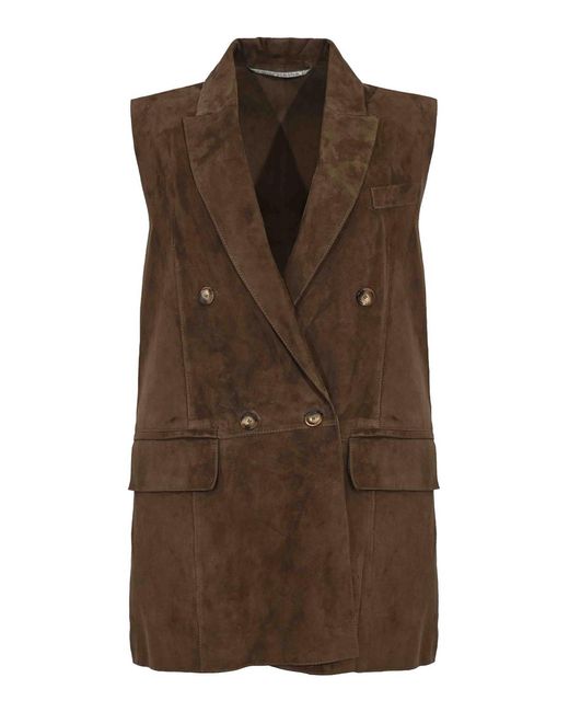 Leather Authority Brown Pecan Suede Lanai Vest