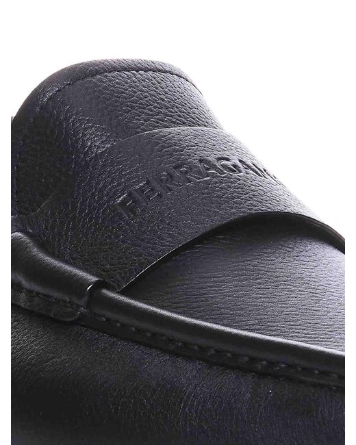 Ferragamo Black Dupont Loafers With Logo for men