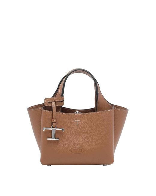 Tod's Brown T Timeless Shopping Bag