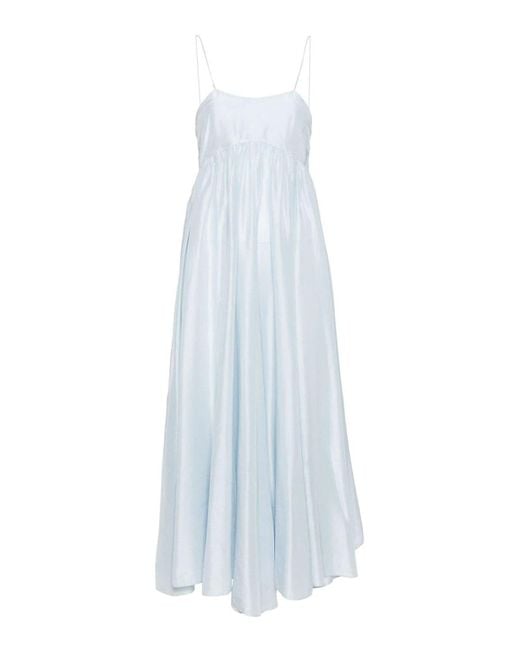 Forte Forte White Habotai Silk Midi Dress With Strap