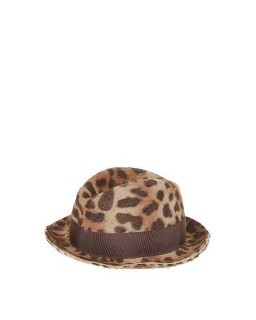 Borsalino Brown Trilby Leopard Hat