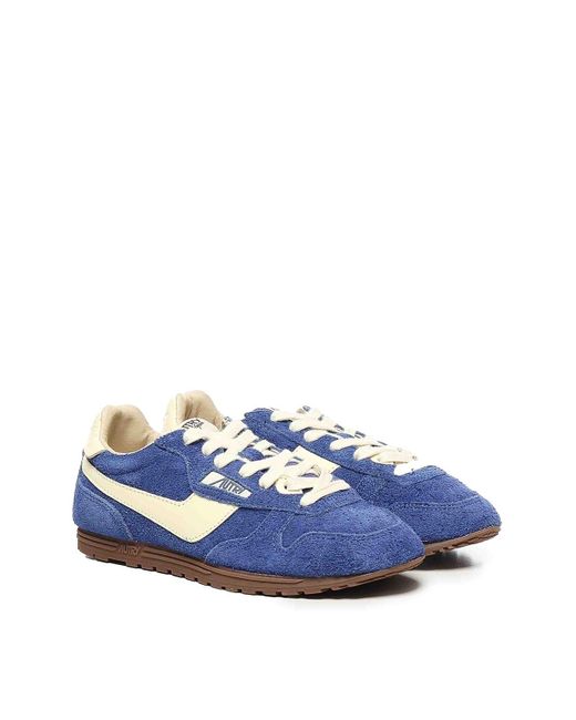 Autry Blue Windspin Suede And Leather Trainers