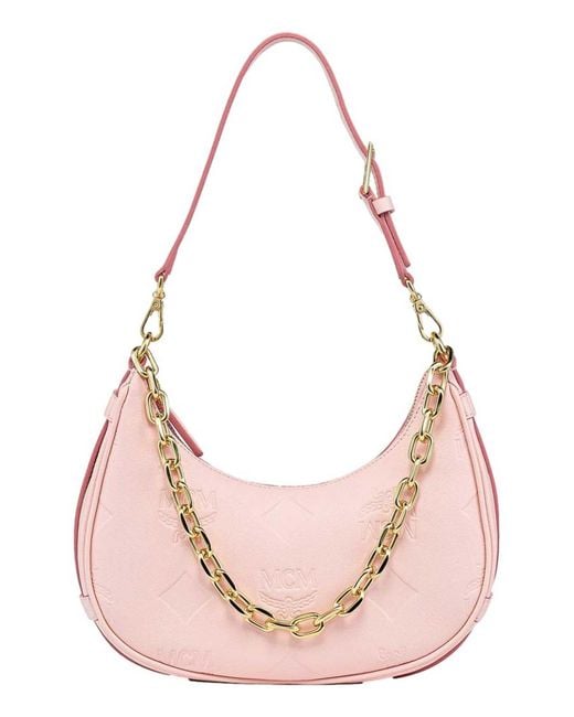 MCM Pink Aren Hobo Small Bag
