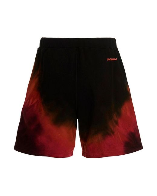 DSquared² Red Tie-Dye Bermuda Shorts for men