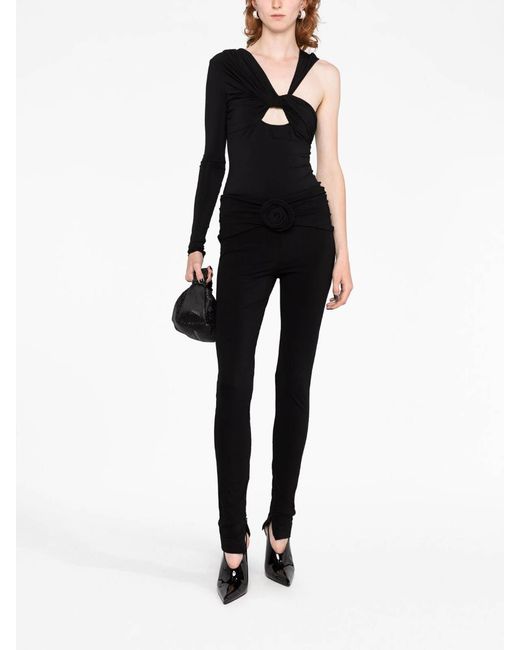 Magda Butrym Black Floral Embellished Leggings