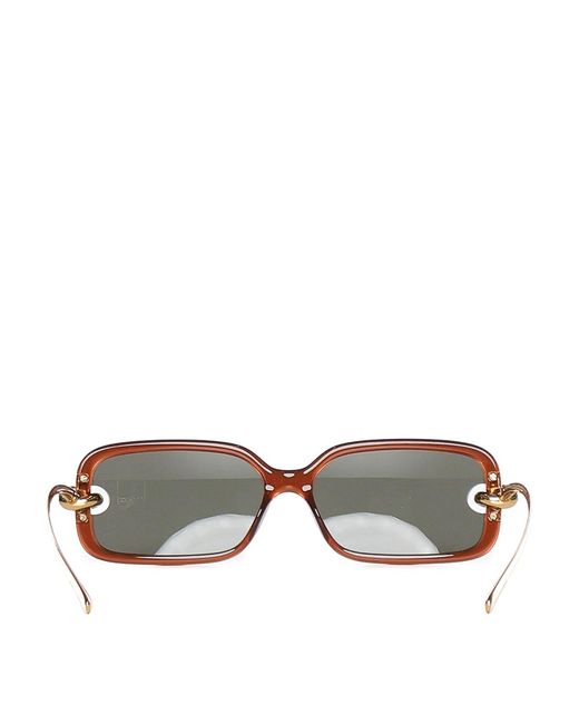 Bottega Veneta Gray Knot Rectangular Sunglasses