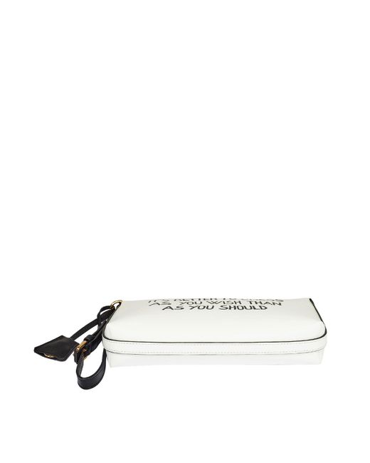 Moschino White It's Better Clutch Bag