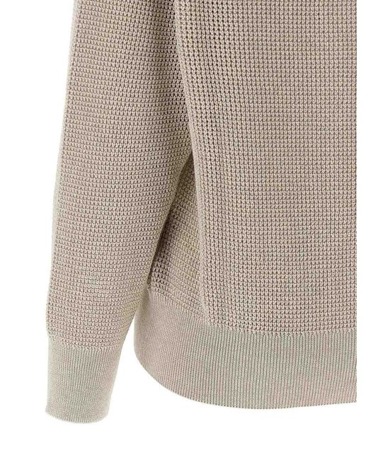 Brunello Cucinelli Gray Openwork Sweater
