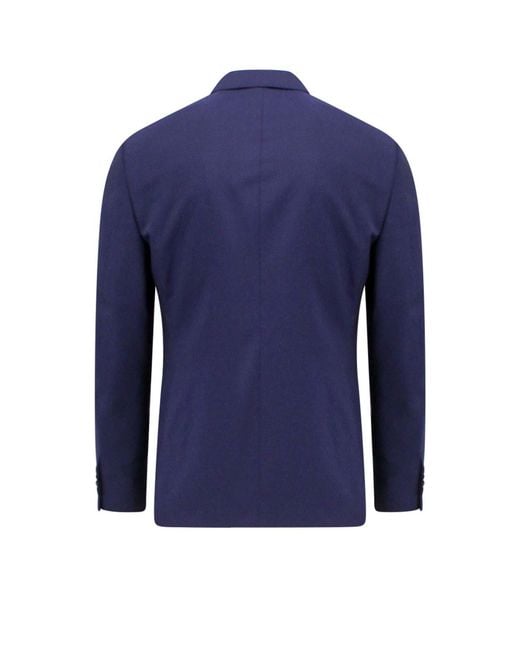 Tagliatore Blue Virgin Wool Suit With Removable Iconic Brooch for men
