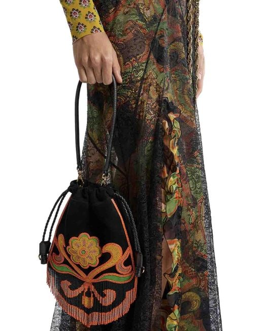 Etro Black Kalispera Small Suede Bag