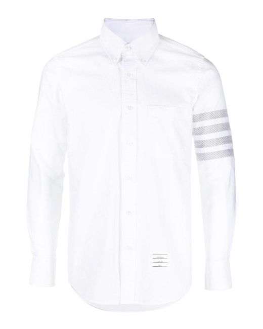 Thom Browne White 4-bar Stripe Cotton Shirt for men