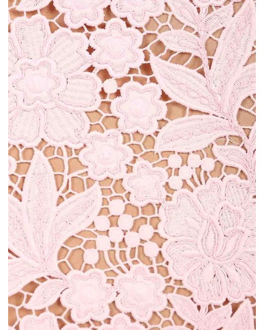 Self-Portrait Pink Lace Pencil Skirt