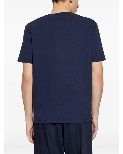 Balmain Blue Cotton T-Shirts Loose Sleeve for men
